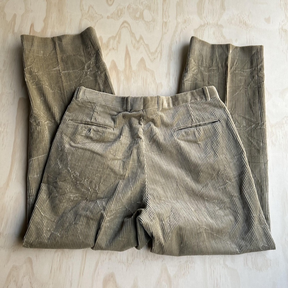 Vintage Purist Pants Mens 35x32‎ Corduroy Pleated Straight Leg Dress Slacks USA